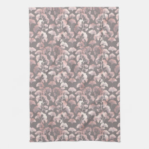 Blush Ginkgo Luxe – Gold Botanical on Black (2) Kitchen Towel