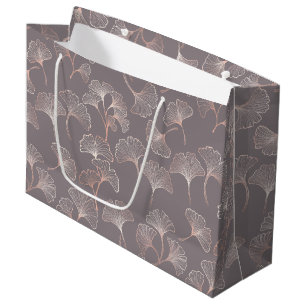 Blush Ginkgo Luxe – Gold Botanical on Black (3) Large Gift Bag