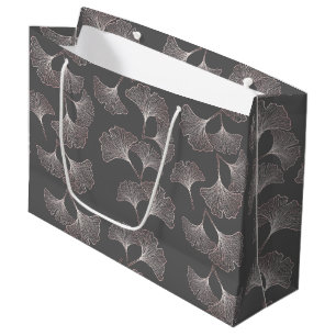 Blush Ginkgo Luxe – Gold Botanical on Black (4) Large Gift Bag