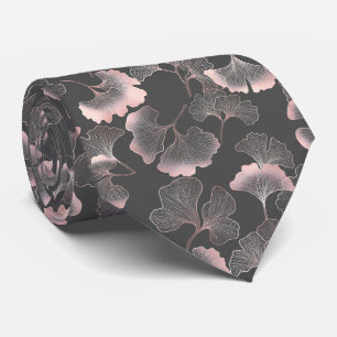Blush Ginkgo Luxe – Gold Botanical on Black (7) Tie