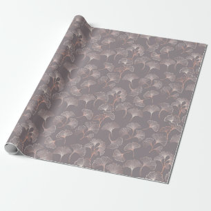Blush Ginkgo Luxe – Gold Botanical on Black (7) Wrapping Paper