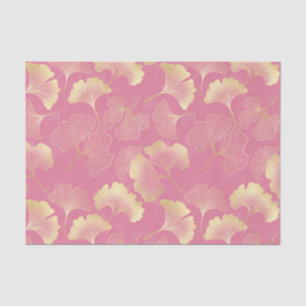 Blush Ginkgo Luxe – Gold Botanical on Pink (8) Tissue Paper