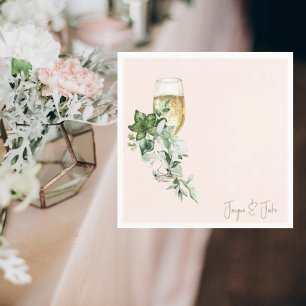 Blush Glass of Champagne Personalized Cocktail Napkin