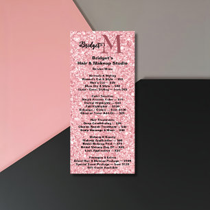 Blush Glitter Beauty salon monogram Price List  Rack Card