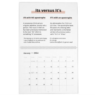 Blush Glitter Boss Lady CEO Monogram Spelling Calendar