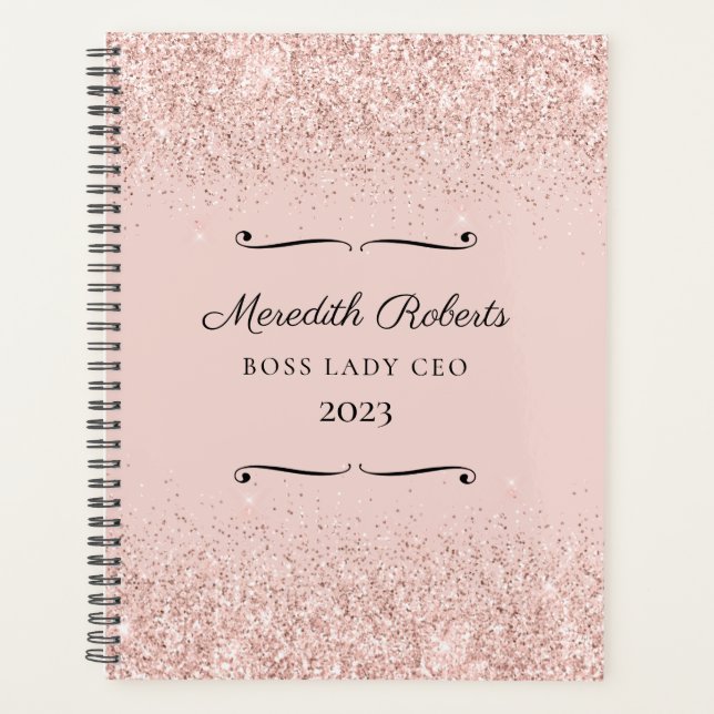 Blush Glitter Boss Lady CEO Personalized 2022 Planner (Front)