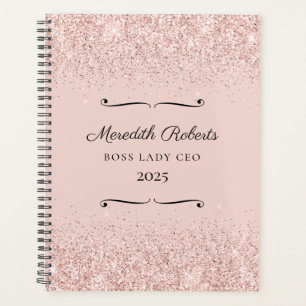 Blush Glitter Boss Lady CEO Personalized 2025 Planner