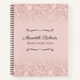 Blush Glitter Boss Lady CEO Personalized Notebook