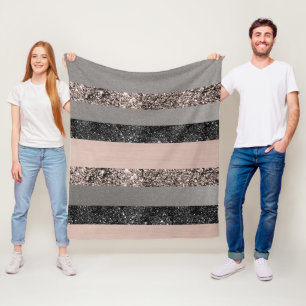 Blush Glitter Glam Stripes #1 #shiny Fleece Blanket