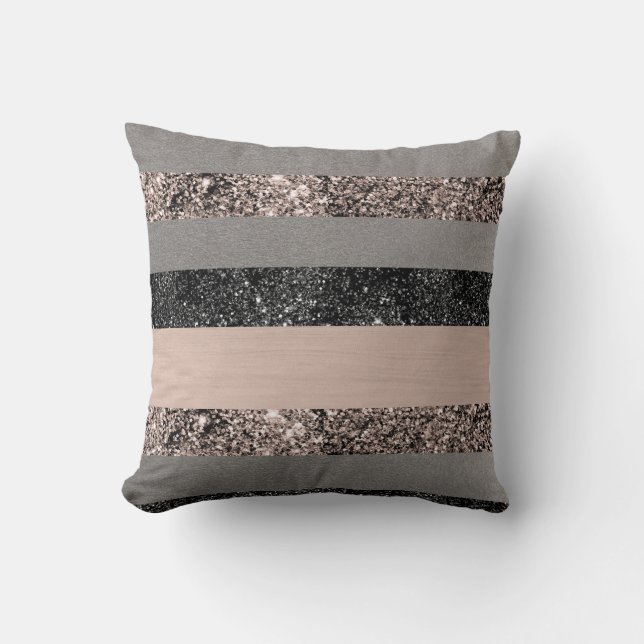 Blush Glitter Glam Stripes #1 #shiny Throw Pillow (Front)