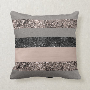 Blush Glitter Glam Stripes #1 #shiny Throw Pillow