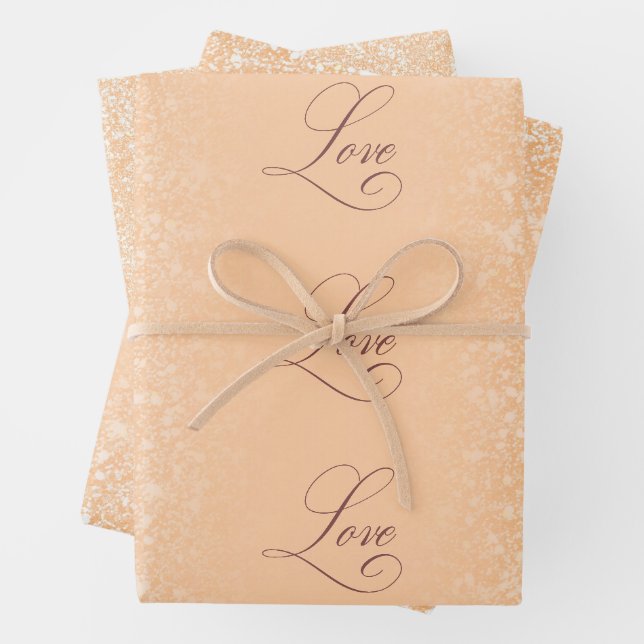 Blush Glitter Gradient Colour FFCBA1 Wrapping Paper Sheet (In situ)