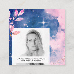 *~* Blush Glitter Hair Model Actress Stars PHOTO Square Business Card