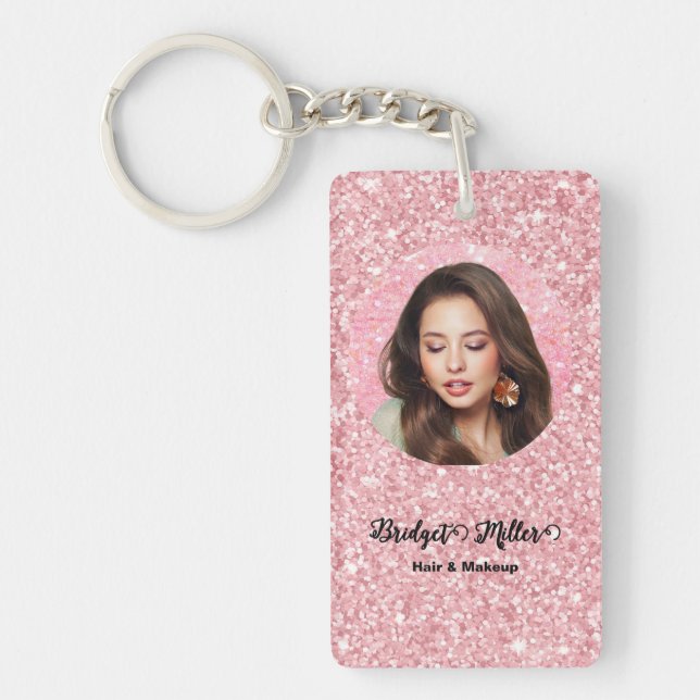 Blush Glitter hair salon elegant script photo (Devant)