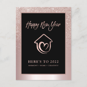 Blush Glitter Numerology Prediction New Year 2022 Postcard