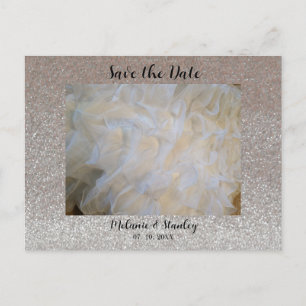 Blush Glitter Photo Date  Announcement Postcard