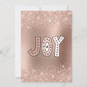 Blush Glitter Rose Gold Foil Joy Holiday Card