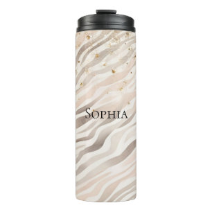 Blush Glitzy Gold Sparkle Zebra Thermal Tumbler
