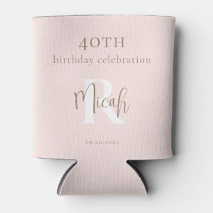Blush & Gold 40th Birthday Party II Can Cooler