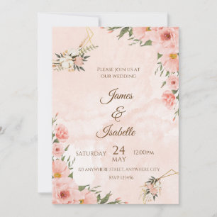 Blush & Gold: A Floral Elegance Wedding Invitation