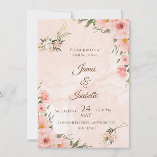 Blush & Gold: A Floral Elegance Wedding Invitation