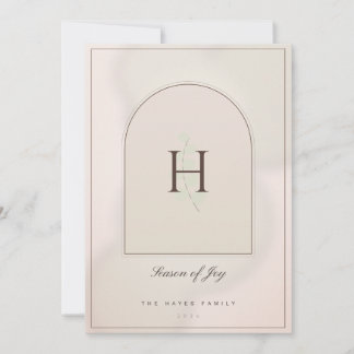 Blush Gold Arch Greenery 1 Photo Christmas Card