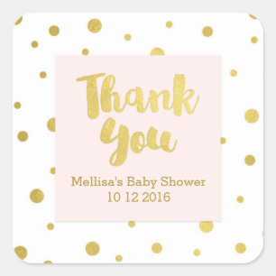 Blush Gold Baby Shower Thank You Favour Sticker