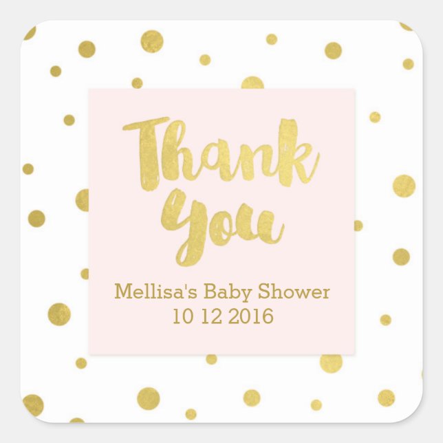 Blush Gold Baby Shower Thank You Favour Sticker (Front)