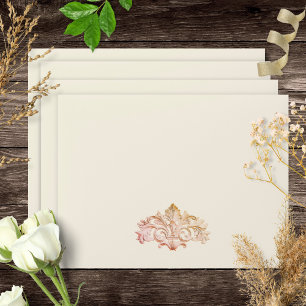 Blush Gold Baroque Scroll Mexican Wedding RSVP Envelope