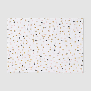 Blush, Gold Black Colourful Confetti Dots Pattern Tissue Paper