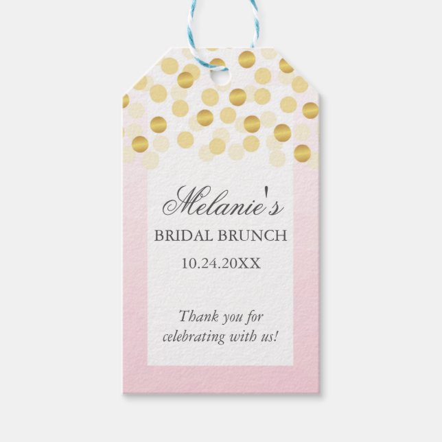 Blush Gold Bridal Brunch and Bubbly Favour Tag (Front)