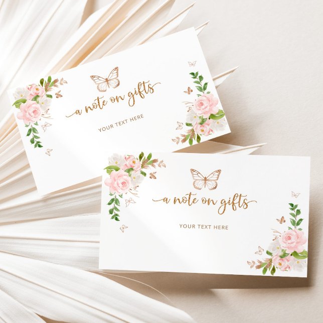 Blush gold butterfly note on gifts enclosure card (Creator Uploaded)