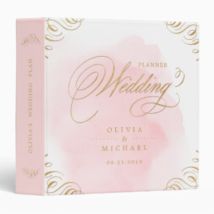 Blush gold calligraphy vintage wedding planner binder
