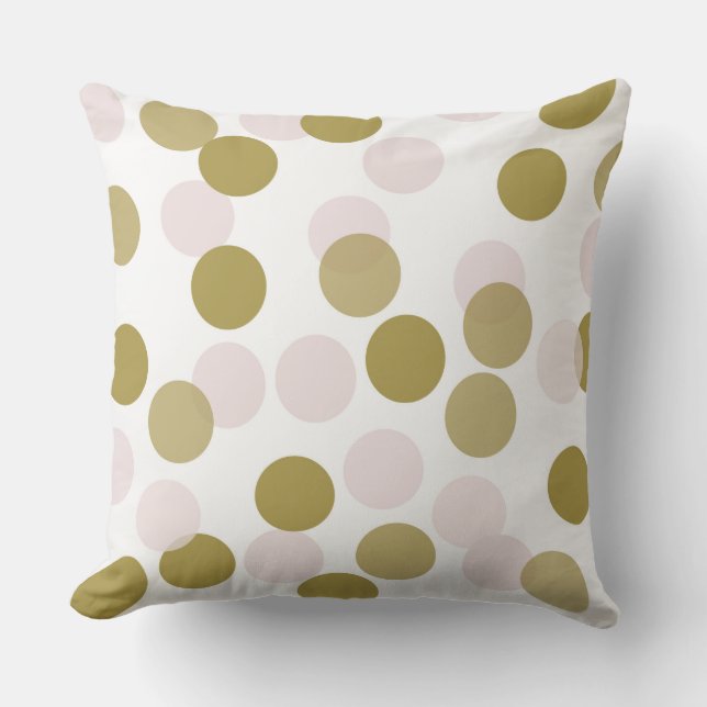 Blush & Gold Confetti Dots Pattern Personalized Outdoor Pillow (Front)