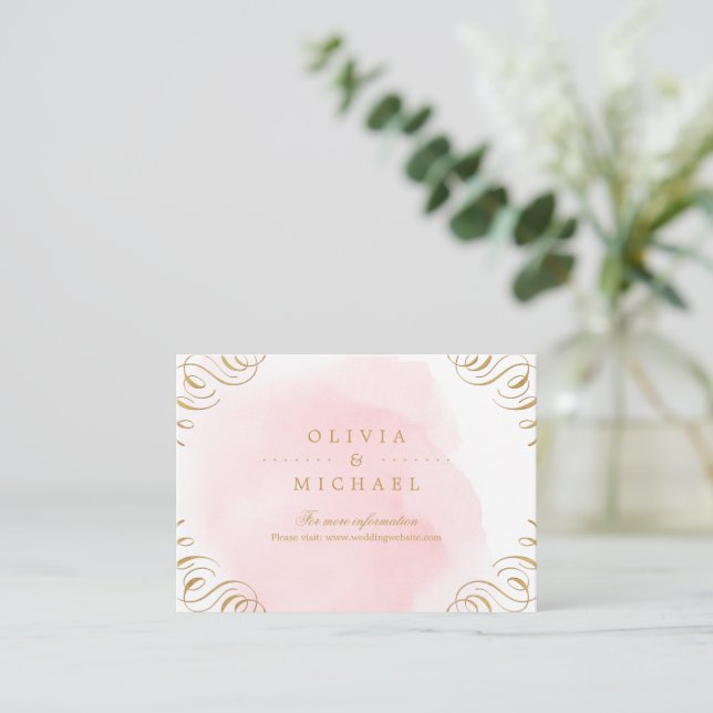 Blush gold elegant calligraphy wedding insert (Standing Front)
