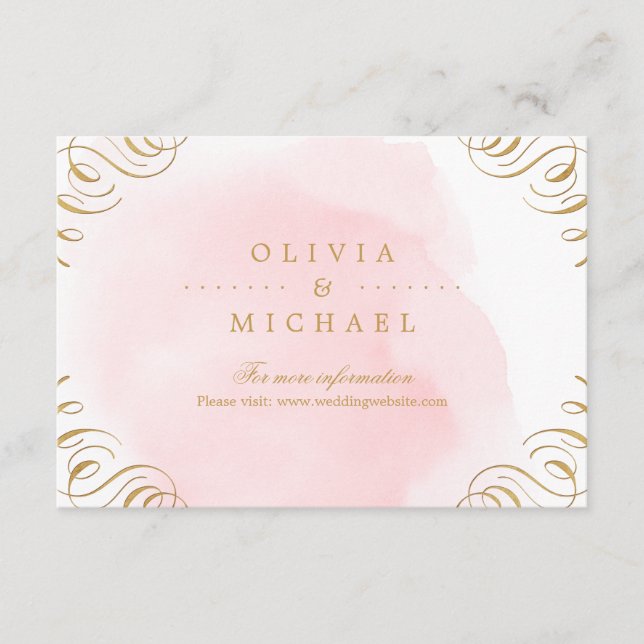 Blush gold elegant calligraphy wedding insert (Front)