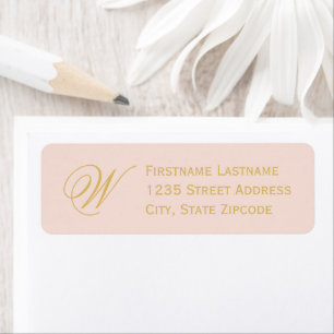Blush Gold Élégant Monogramme Adresse