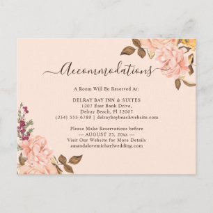 Blush Gold Floral Accommodations Card