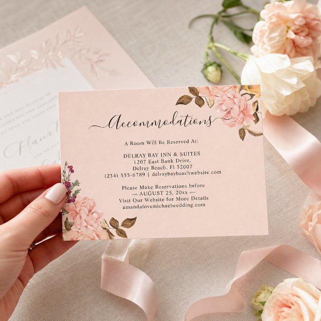 Blush Gold Floral Accommodations Card (Creator Uploaded)