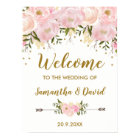 Blush Gold Floral Mariage Affiche de bienvenue chi