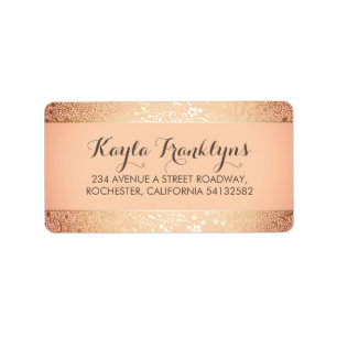 blush gold floral wedding label
