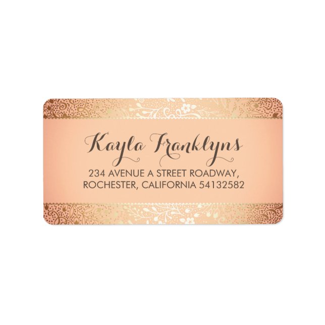 blush gold floral wedding label (Front)