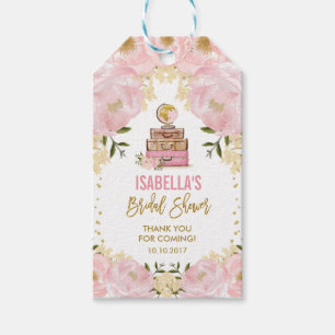 Blush Gold Flower Travelling from Miss to Mrs Favo Gift Tags
