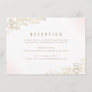 Blush gold gilded botanical wedding reception enclosure card