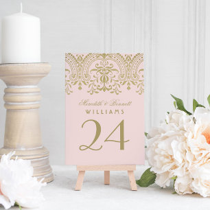 Blush Gold Glamour Table Number Card