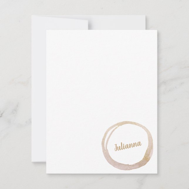 Blush Gold Glitter Abstract Circle Personalized Card (Front)