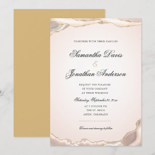 Blush Gold Glitter Agate Elegant Wedding Invit Invitation