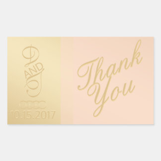 Blush Gold Heart Thank You Stickers