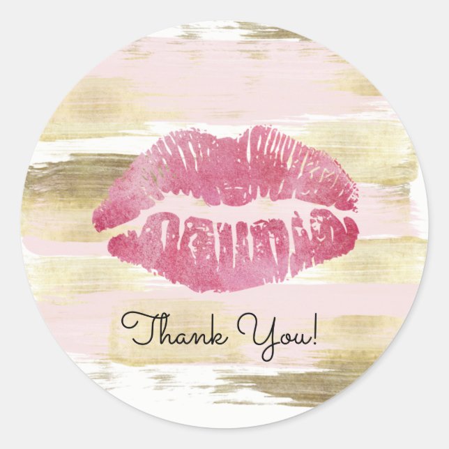 Blush & Gold Lip Thank You Sticker (Front)