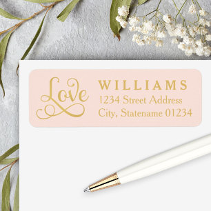 Blush Gold Love Script Wedding Address